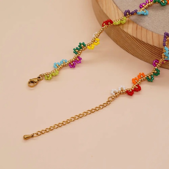 NWT Philos New York Handmade Colorful Daisy Flower Bead Necklace - Picture 9 of 10